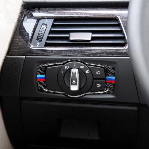 Carbon Fiber Car Headlight Switch Button Frame Cover Trim For BMW 3 series E90 2005-2012