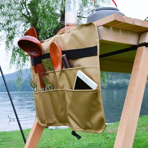Camping Picnic Tableware Storage Bag Portable Barbecue Cutlery Organizer Outdoor BBQ Travel Oxford Cloth Hanging Holder Bags