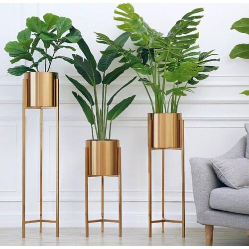 Zq Nordic Light Luxury Living Room Flower Stand Simple Metal Ins Floor Flower Vase American Vase Decoration