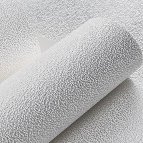 Modern Simple Style Pure White 3D Embossed Non-woven Wallpaper Roll for Living Room Bedroom Hotel Clothing Store Wall Decoration