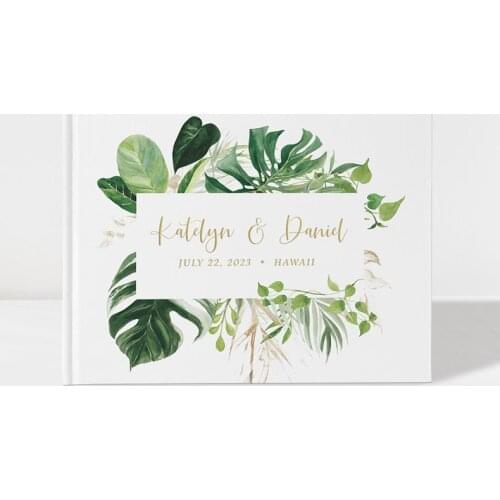 Alternatives Wedding Guest Book,Personalized White Guestbook,Wedding Guestbook Album,Custom Floral Flower Guestbook