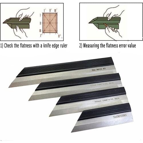 75/100/125/150/200mm Accuracy Ruler Leveling Ruler INOX StraightEdge DIN874-00 Stainless Steel for Machine Tool Working Platform