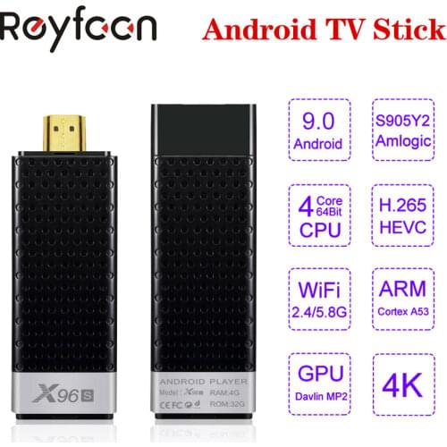 TV Stick Android 9.0 X96S 4GB 32GB Amlogic S905Y2 Quad Core 4K 2.4G 5G Dual Wifi BT 4.2 1080P Stick TV X96 Android Box 2GB 16GB