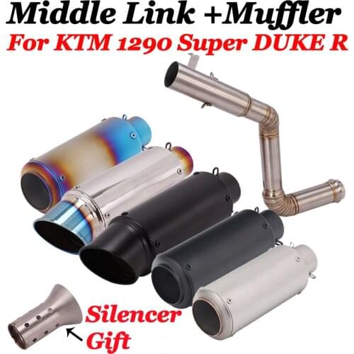 Slip On For 1290 Super Duke R Motorcycle Full Exhaust Escape Moto Laser Muffler Modified Stainles Steel Middle Link Pipe