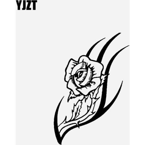 YJZT 11.6CM*17.1CM Creative Design And Decoration Of Roses Car Sticker Vinyl Decal Black/Silver C23-0539