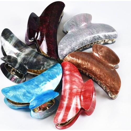 Hairpins 2021 Acrylic Glitter Marble Large Hair Claw Clips for Women Crab Barrettes Ladies Makeup Accessoire Cheveux