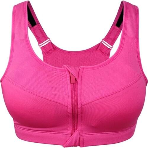 Front Zipper Plus Size Sports Bras Women, Shockproof Push Up Fitness Top Bra, Gym Workout Running Yoga Bra XXL 3XL 4XL 5XL