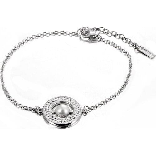 DORMITH real 925 sterling silver czech crystal and freshwater pearl bracelet pearl jewelry elegant girls bracelets for women