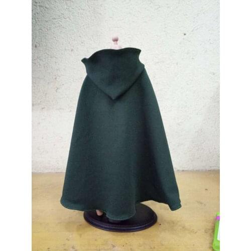 1/6th Male Handmade Green Hooded Cloak Model for 12" Body Figure Doll