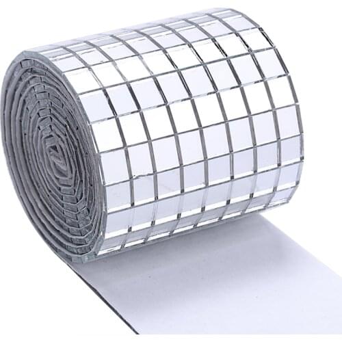 1Roll 100x4cm Self-Adhesive Square Glass Mirror Mosaic Tiles For DIY Bathroom Mirror Wall Sticker Handmade Crafts Home Decor