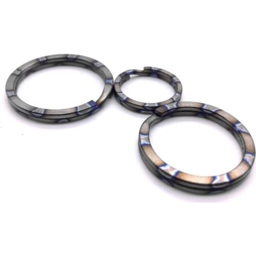 1PC Diameter 18 25 28 32MM Flame Pattern Ultralight Titanium Alloy Key Ring Keychain EDC Key DIY Accessories