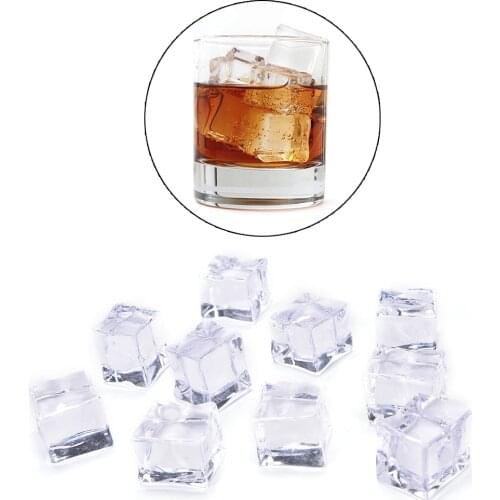 10pcs Clear Artificial Acrylic Ice Cubes Fake Ice Cubes Square Crystal Home Decor Photo Props