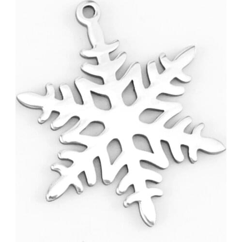 100% Stainless Steel Snowflake Charm For Jewelry Making Metal Snow Flake Charms Mirror Polished Wholesale 10pcs