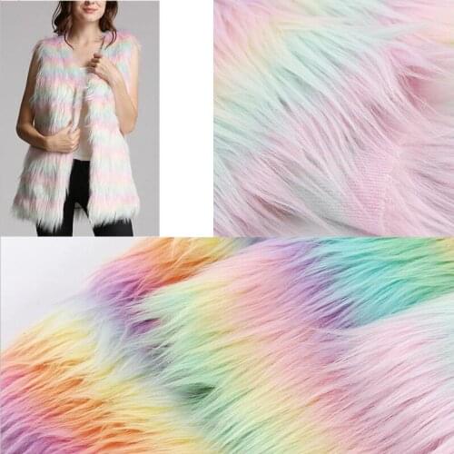 160cm*100cm Five-Color Jacquard Rainbow Soft Plush Fabric Cloth Winter Coat Dolls Shoes Vest Clothing Sewing Fabric Materials