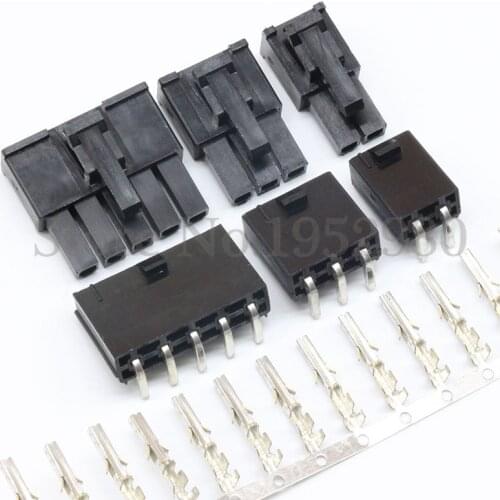 30 Set 4.2mm Connector 5557 Single Row 2/3/4/5/6P Black Bent Pin Wafer Male Housing Terminals