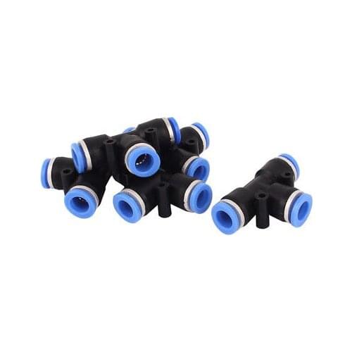 5 Pcs 10mm 3 Ways T Shape Pipe Connect Union Pneumatic Quick Fitting