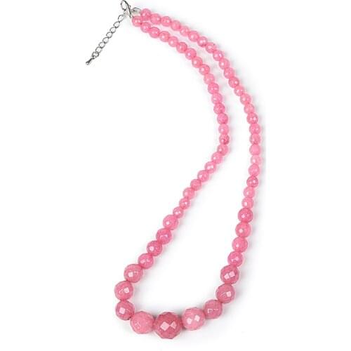 6-14mm Beads Yellow Pink Chalcedony cut round bead tower Necklace Knot Necklace Fashion Party Necklace 18 inches