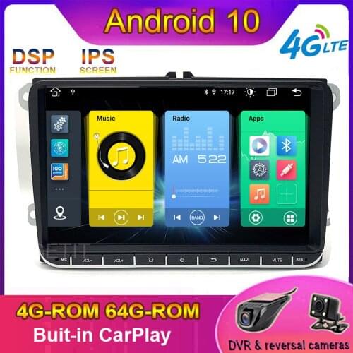 Carplay DSP Android 10 CAR GPS Stereo Radio Multimedia player for for VW/Golf/Polo/Tiguan/Passat/b7/b6/leon/Skoda/Octavia NO DVD