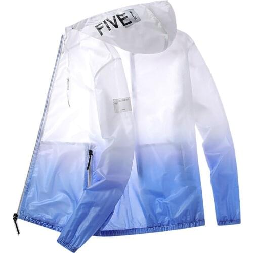 Large Size S-4XL Hooded Jacket Men And Women Fashion Gradient Color Ultra-thin Outdoor Sports Breathable Sunscreen Skin Coat
