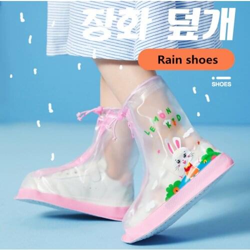 Kocotree Kids Waterproof Shoes Overshoes Galoshes Children Cartoon Zipper Non-slip Elastic Rain Shoes For Rain Boot