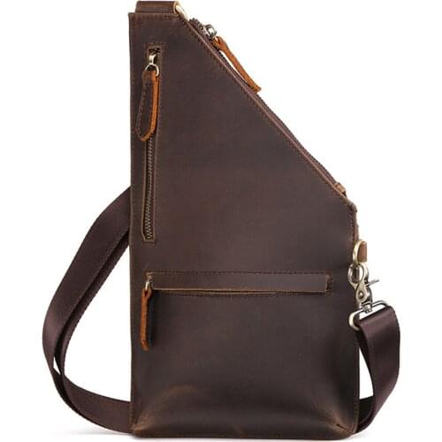 Brands Crossbody Bags For Men Leather Chest Pack Luxury Top Crazy Horse Skin Mens Messenger Bag Versatile Male Travel Chest Bag