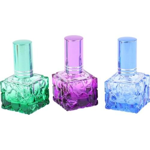 1PCS 10ml Colorful Square Glass Perfume Bottle Small Sample Portable Parfume Refillable Scent Sprayer Cosmetic Spray Bottle