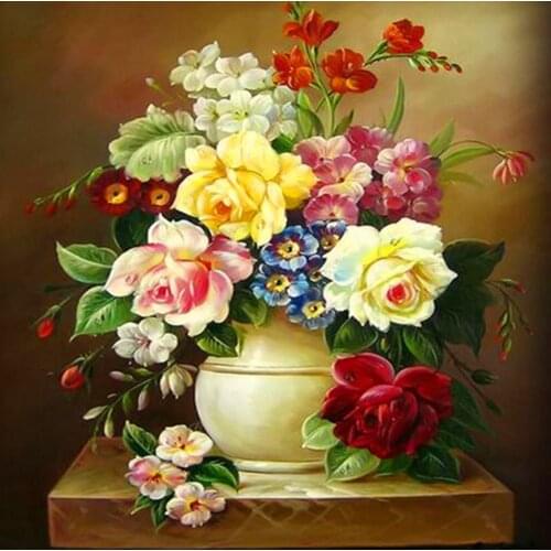 Home Decor FLOWER Diamond Painting Full Round/Square Drill Mosaic DIY Diamond Painting Coloured Flower Cross Stitch Embroidery