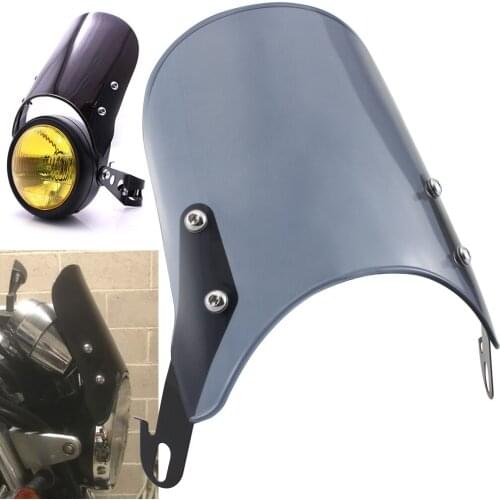 Smoke Motorcycle Round Headlight Windshield Windscreen For Honda Kawasaki Yamaha Suzuki Street Bikes Wind Screen 5-7" Headlamp