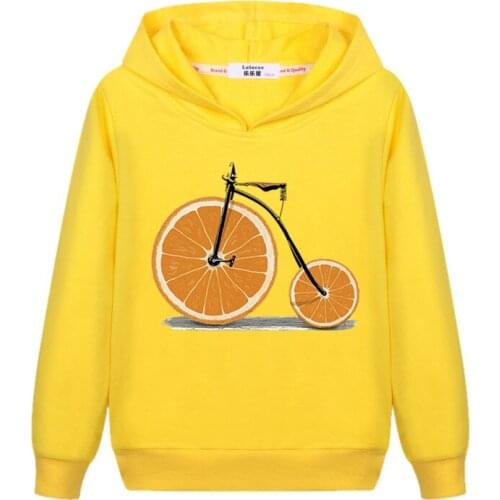 Fruit design hoodie for child long sleeve cotton sweatshirt boys girls coat bike pattern pullover kids autumn jacket
