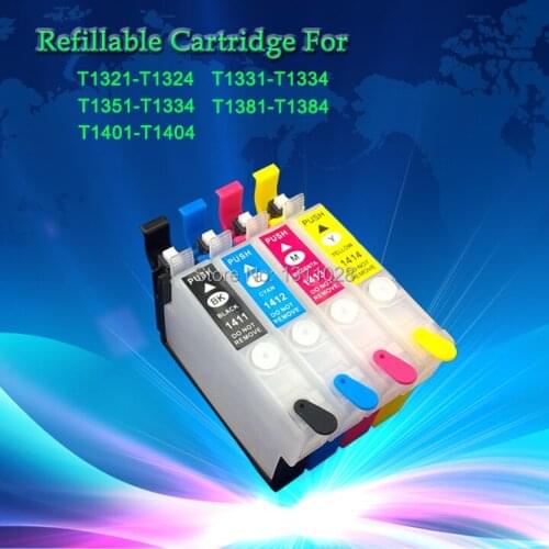 INK WAY T1401-T1404 Refillable ink cartridge forStylus TX560WD/TX620FWD, Workforce 630/633 with ARC,1 Set, 4 PCS