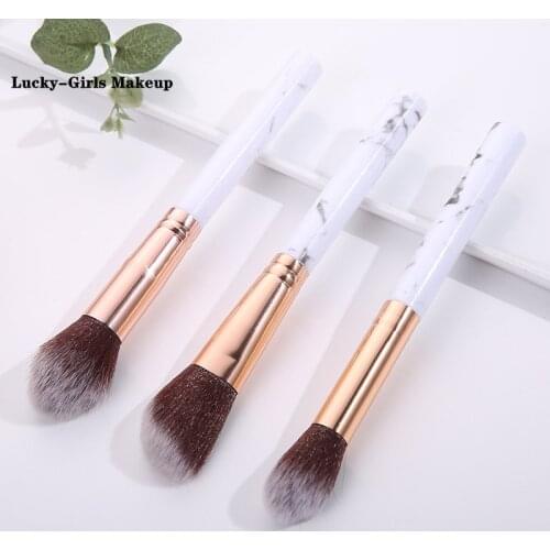 3Pcs Marble Pen Makeup Brush Powder Foundation Brush Soft Red Honey Powder Cosmetic Powder High Gloss Powder Brush Tools
