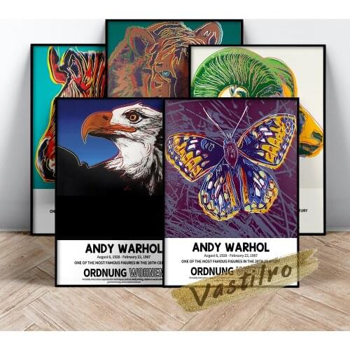 Andy Warhol Famous Classic Poster, Warhol Butterfly Tiger Zebra Goat Eagle Art Prints, Andy Dollar Animal Painting, Idea Gift