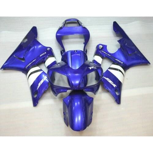 ABS plastic motorcycle injection mold racing fairings kits for YAMAHA YZF R1 1998 1999 98 99 blue white fairing parts