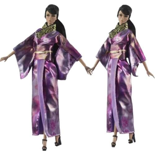 Cosplay 1/6 BJD Accessories Japanese Robe Traditional Kimono Dress For Barbie Doll Clothes Long Yukata Costume Dollhouse DIY Toy