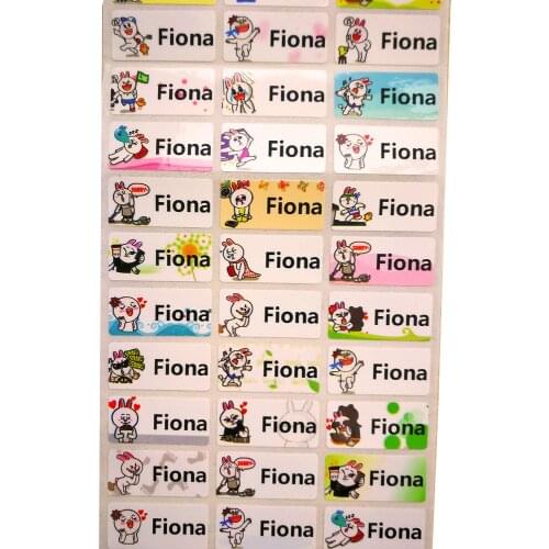 100pcs Cute Cartoon Sticke Line Pattern Custom Name Sticker Waterproof Label Paper Scrapbook School Stationery Square T21