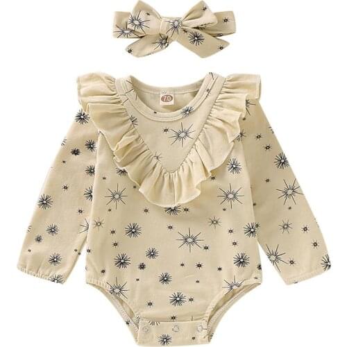 Fashion Infant Baby girls Romper print Long Sleeve Children Clothing Romper Outfit Set