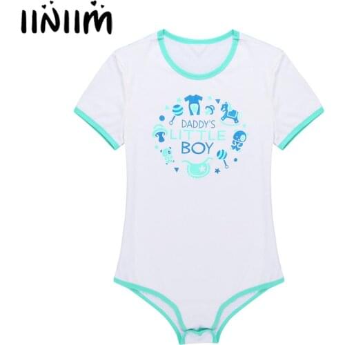 Men Adults Baby Lover Lingerie Exotic Costumes Parties Cheerleading Clubwear Daddys Little Boy Printed Bodysuit Romper Pajamas