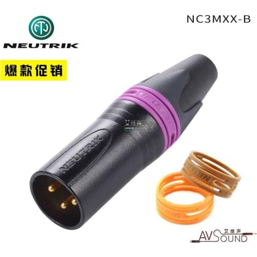 NEUTRIK three core XLR balance cannon male plug NC3MXX-B Black Gold-plated with color ring