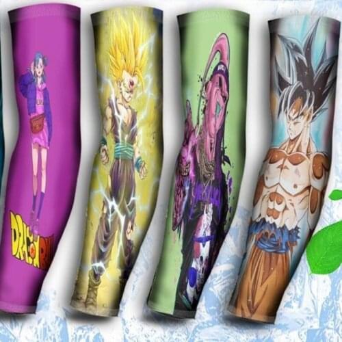 New Anime Summer Icy Female Sleeves Sunscreen Dragon Ball Surrounding Long Ice Silk Sleeves Mens Arm Guards Arm Sleeves Gifts