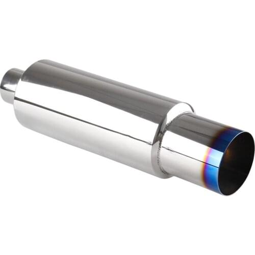 New Car Styling 4 Inch Stainless Steel Universal Burnt Tip Muffler Exhaust+Silencer