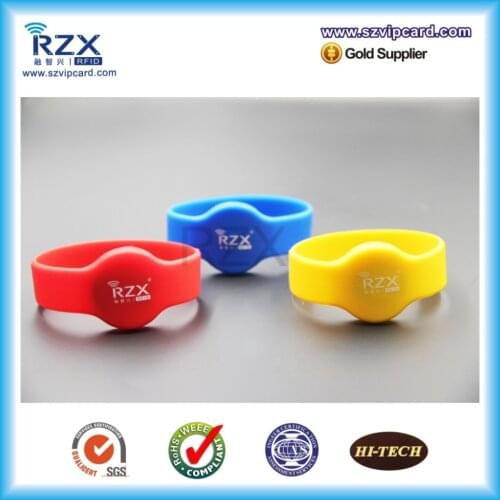 Full colors diameter 65mm size 13.56Mhz F08 silicone rfid wristband 100PCS