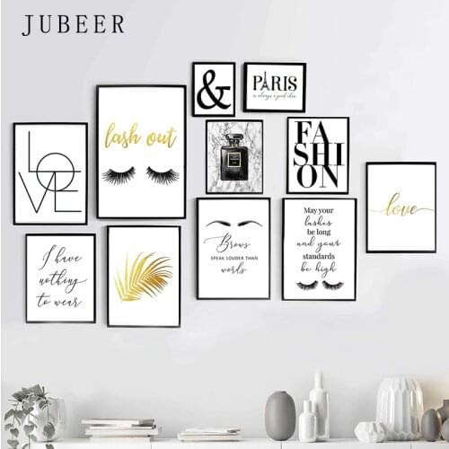 Perfume Make Up Posters and Prints Beauty Begins Quote Wall Art Print Eyelash Lipstick Pictures Bedroom Decoration Home Decor