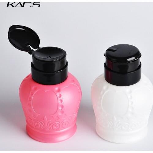 KADS Empty Pump Liquid Dispenser Press Nail Polish Remover Cleaner Bottle Plastic Refillable Bottles Alcohol Liquid Storage Tool