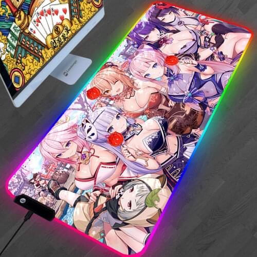 Large RGB Razer Mouse Pad Anime Gaming Mousepad LED Mause Pad Gamer Accessories Mouse Carpet PC Desk Mat With Backlit LOL Table