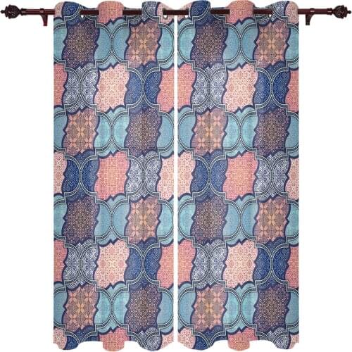 Retro Pattern Windows Curtains Living Room Bedroom Kitchen Curtains For Children Drapes