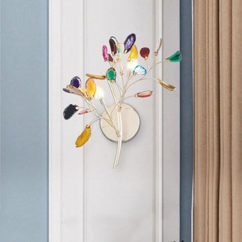 Modern Luxury Agate Wall Lamp Lighting Color Agate Wall Lamp Living Room Bedroom Bedside Lamp Indoor Lighting Decoration Fixture