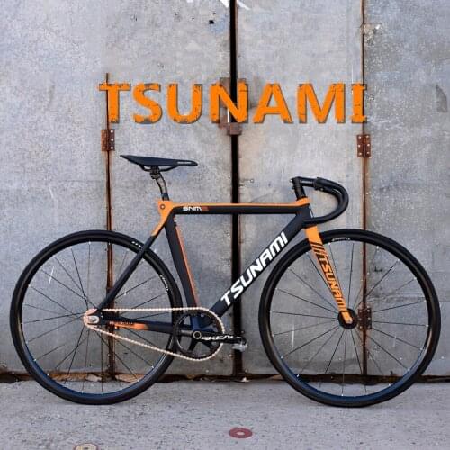 Tsunami Wanderer SNM300 Fixed Gear Bike Racing Track Bicycle Flat Spoke Wheels Aluminum Alloy Frame Olive Chain 700C 23C Tires