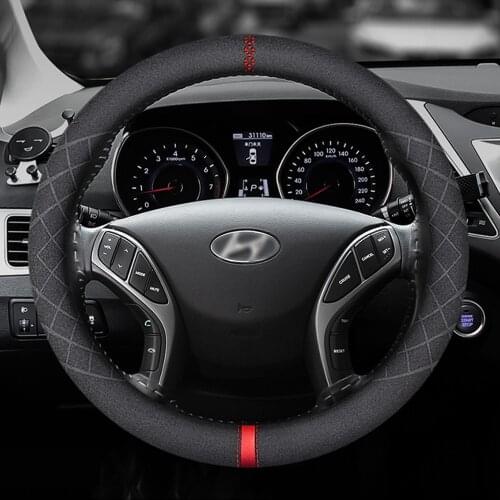 Suede steering wheel cover is suitable For Hyundai Santa Fe/Tucson Elantra Tucson L30 i30 leather handle cover