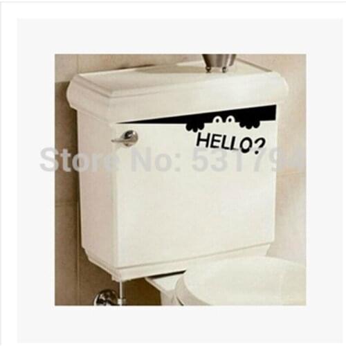 Peeping Hello! funny black wall stickers Fashion sticker DIY for bathroom toilet tiles affixed to the toilet Home decorations