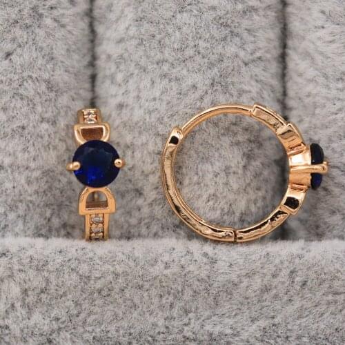 Trendy Gold Plated Copper Round Hoop Earrings Green Red Zirconia For Women Fashion Jewelry Accessories Wedding Anniversary Gift